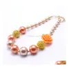 Beaded halsband orange f￤rg blomma barn chunky halsband design mode bubblegume p￤rla smycken f￶r baby flicka droppleverans h￤ngen dhoyu
