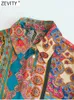 Женские блузкие рубашки Zevity Women Vintage Clate Patchwork Paisley цветочный принт мягкий сенсорный блуз Blous