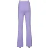 Women's Pants 2023 Female Vintage 90s Sweatpants Purple Ribbed Gothic Y2K Joggers Women Knitted Flare Slim High Waist Aesthetic Trousers