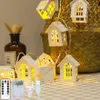 Strings LED String Light Wood House Guirlande de Noël Fariy Lampe Chaîne Chambre Hoilday Mariage Halloween Patio Décoration Fête en plein air