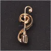 Pins Brooches Fashion Jewelry Music Microphone Shape Brooch Alloy Voice Tube Drop Delivery Dhgni