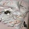 Ensembles de literie Vintage jardin fleurs housse de couette ensemble avec fermeture éclair luxe coton égyptien couette drap de lit taies d'oreiller