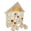 Calendrier C63B Elk Snowflake Calendrier de compte à rebours de Noël en bois LED Lighted Wood House Xmas Party Decor Calendrier de l'Avent 24 Stockage 230203