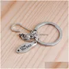 Pesquisa de Key Rings Keychain Day Gift Hand Stamped Fish Hook Chain Chain Catch Catch Keyring Gifts para Dad Drop Delive Dhuwx