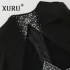 Casual jurken Xuru Sexy Perspective V-Neck Dress Splicing Long Sleeve Hip Wrap Nightclub Party For Women