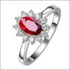 Solitaire Ring 925 Sterling Sier Timeless Elegance Crown Red Tilted Heart for Women Jewelry Nanashop Drop Drull Dress