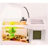 Veilleuses Mini USB LCD Lampe de bureau Lumière Fish Tank Mtifonction Aquarium LED Horloge Blanc / Noir Valentine Jours de Noël Cadeau Drop Dhqt1