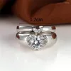Wedding Rings Luxury Crystal Round Stone Ring Set White Zircon Love Heart Engagement Trendy Silver Color Bridal Sets For Women