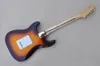 Guitare électrique tabac Sunburst avec matériel doré, manche en érable, Pickups SSS, Pickguard blanc, personnalisable