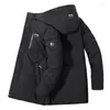 Płaszcz w stylu męskim ciepłe wiatroodporne zagęszcza zima 2023 Modna kurtka dla mężczyzn zamek błyskawiczny z kapturem luźny rozmiar 4xl 470575