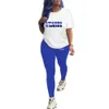 2023 spring Women Tracksuits Sexy Two Piece Outfits Fashion Casual Letter Printed short Sleeve Sweatshirt Leggings Jogger Set cy909