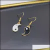 Charm Women Asymmetric Gossip Tai Chi Yin Yang White Black Friendship Couple Pendants Dangle Earrings Jewelry Drop Delivery Otvh0