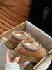 Tasman Terlik Kestane Kürk Slaytlar Koyun derisi Shearling Tazz Classic Mules Kadın Erkekler Ultra Mini Platform Önyükleme Slip-On Ayakkabılar Süet Üst Kış Uggsity 1152ess