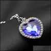 Pendant Necklaces The Heart Of Ocean Necklace Korean Luxury Blue Red Crystal Shape With Lovers Charms For Women Titanic Jewelry Drop Otmob