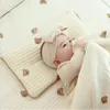 Pillows born Baby Summer Mesh Cotton Breathable Sweatabsorbing For Room Decoration Cute Bear Pattern Embroidery 230204