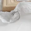 Cluster Rings Exquisite Korean Version Of S925 Sterling Silver For Women Geometric Opening Adjustable Female Personality Jewellery