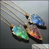 Pendant Necklaces Fashion Colorf Natural Stone Gold Chains Water Drop Shape Charm Necklace For Ladies Women Famous Delivery Jewelry P Otplf