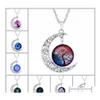 Anhänger Halsketten 84 Design Cabochons Glas Mond für Frauen Männer Baum des Lebens Sternzeichen Blume Wolf Neba Space Galaxy Ketten Schmuck Ot4P0