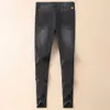 Moda jeans classici da uomo stile eans stampa a caldo foro vernice sottile stampa stretch piccoli piedi denim