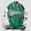 Herrjackor American Retro Letter Brodery Leather Jackets Coats Women's Street Trend All-Match Baseball Uniform Par Loose Top 230203