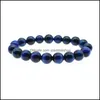 Beaded Strands 6Mm 8Mm 10Mm Blue Natural Stone Bracelets For Mens Healing Tiger Eye Beads Chain Wrap Bangle Fashion Jewelry Gift Dr Otdeq