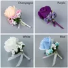 Flores decorativas 2 uds fiesta decoración seda mujeres Boutonniere boda ramillete broche