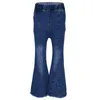 Jeans Bambini Ragazze Bambini Moda Pantaloni svasati Elastico in vita Denim casual con tasche per l'abbigliamento quotidiano primaverile e autunnale