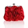 Sacs de soirée Femmes Sac Banquet 3D Grande Fleur Bourse Messenger Bolsas Mode Mariage Élégant Soie Satin Embrayage WY73 230204