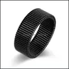 Band Rings 8Mm Fashion Black Sier Unisex Mesh Stainless Steel Ring Circle Woven Women Men Wedding Friends Gift Drop Delivery Jewelry Otoej