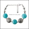 Charme Bracelets En Gros Turquoise Sier Chaîne Lien Bracelet Bracelet De Mode Bracelet Manchette Perle Nanashop Drop Livraison Bijoux Dh1Le