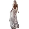 Vintage Lace Mermaid Wedding Dresses Long Sleeves Backless High Neck Nude Lining Boho Rustic Bridal Gown Sexy Summer Autumn Bride Vestido De Novia Robe Mariage