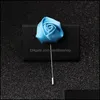 Pins Brooches Fabric Rose Flower Brooch Pins For Mens Uniform Coat Clothes Badge Lapel Pin Male Wedding Party Engagement Bridegroom Otghv