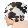 Beretten aangepaste koehide textuur print slouchy beanie hoed vrouwen mannen dieren verbergen lederen hippie gebreide schedels beanies caps voor outdoor ski