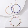 Anklets Summer Beach Multilayer Weave łańcuch na nodze kostki metalowe gwiazdy Tassel Charm Zestaw dla kobiet Buhemia Foot Jewelry