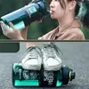 Water Bottles 2 Liters Motivational Water Bottle With Straw Drink Bottle Large Capacity Fitness Jugs Portable Travel Sports Plastic Water Cup 230204