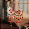 Stud Bohemian Fashion Jewelry Vintage Earrings Womens Rhinstone Flower Dangle Tassels Drop Delivery Dhdnp