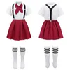 Kleding sets kinderschool uniformen kinderen meisjes koor podium performance outfits schoolmeisjes revers vlinder stropdas top met jaagse rok en