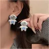 Stud schattige astronauten oorbellen voor meisjes vrouwen cartoon oorbel herfst winter trendy sieraden creatieve geschenken drop levering dhpg8