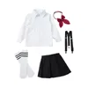 Set di abbigliamento Uniformi scolastiche per bambini Coro per ragazze per bambini Abiti per spettacoli teatrali Studentesse Papillon con bavero Top con gonna a bretella e