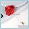 Pins broches heren revers pins handgemaakte rozenbloem boutonniere stick voor man pakken sieraden accessoires drop levering otuqk