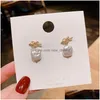 Stud Fashion Jewelry S925 Sier Post Square Pearl Earrings Knot Cute Drop Delivery Dh7L2
