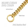 Chains Fully Welded Gold Dog Pet Collar Chain Stainless Steel Cuban Link Necklace Medium Large Dogs American Pitbull German Shepherd