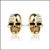 Stud Skeleton Earrings For Women Men Jewelry Halloween Ear Post Antique Sier Color Skl 1 Pair Drop Delivery Ottci