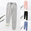 Women's Pants Sports Trousers Straight Cold Resistant Long Drawstring Fleece Lined Sweatpants Jogger For Yoga