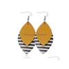 Dangle Chandelier Fashion Jewelry Pu Leather Earrings Leopard Stripe Double Layer Faux Drop Delivery Dhekq