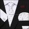 Neck slips Set Fashion Business Black Floral Paisley Polyester Mens Strip Band f￶r m￤n Formella lyxiga br￶llopsslipsar Drop Leverans Ac Otjgp