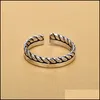 Кластерные кольца винтажное медное кольцо для женщин для женщин простой стиль ретро -листья узел открытые модные украшения подарки подарки Dhs1j