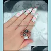 Anelli a fascia Carino strass Bowknot Anello per unghie per le donne Corona Fiore Cristallo Personalità Arte Ridimensionabile Knuckle Fashion Party D Otrwa