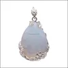 Pendant Necklaces Natural Stone Necklace Drop Bezel Flower Gem Exquisite Nanashop Delivery Jewelry Pendants Dh05S