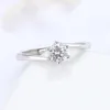 Bröllopsringar Sterling Silver Color Six Claw Zircon Ring Single Female One Proposal